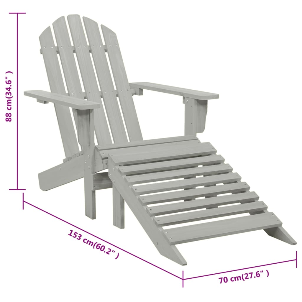 vidaXL كرسي حديقة مع مسند قدمين خشب رمادي