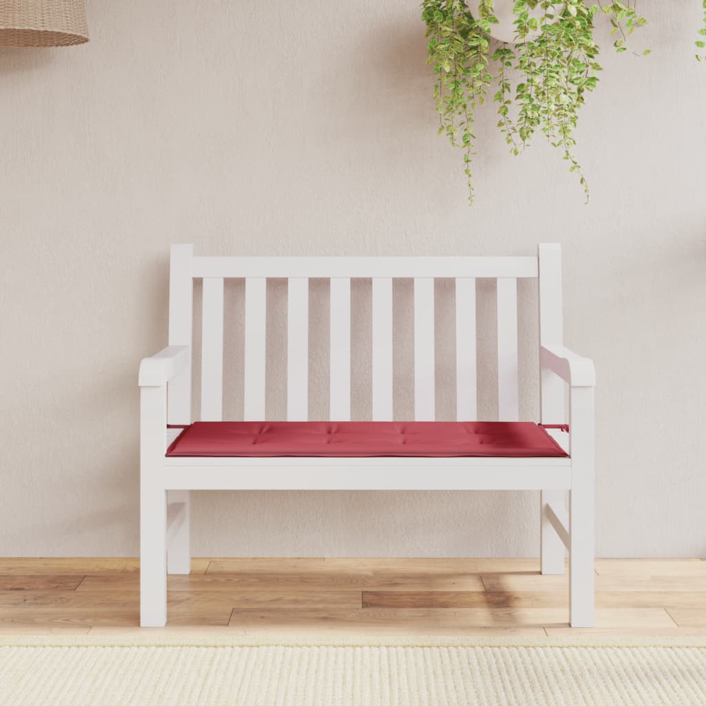 vidaXL وسادة مقعد حديقة أحمر خمري 100×50×3 سم قماش