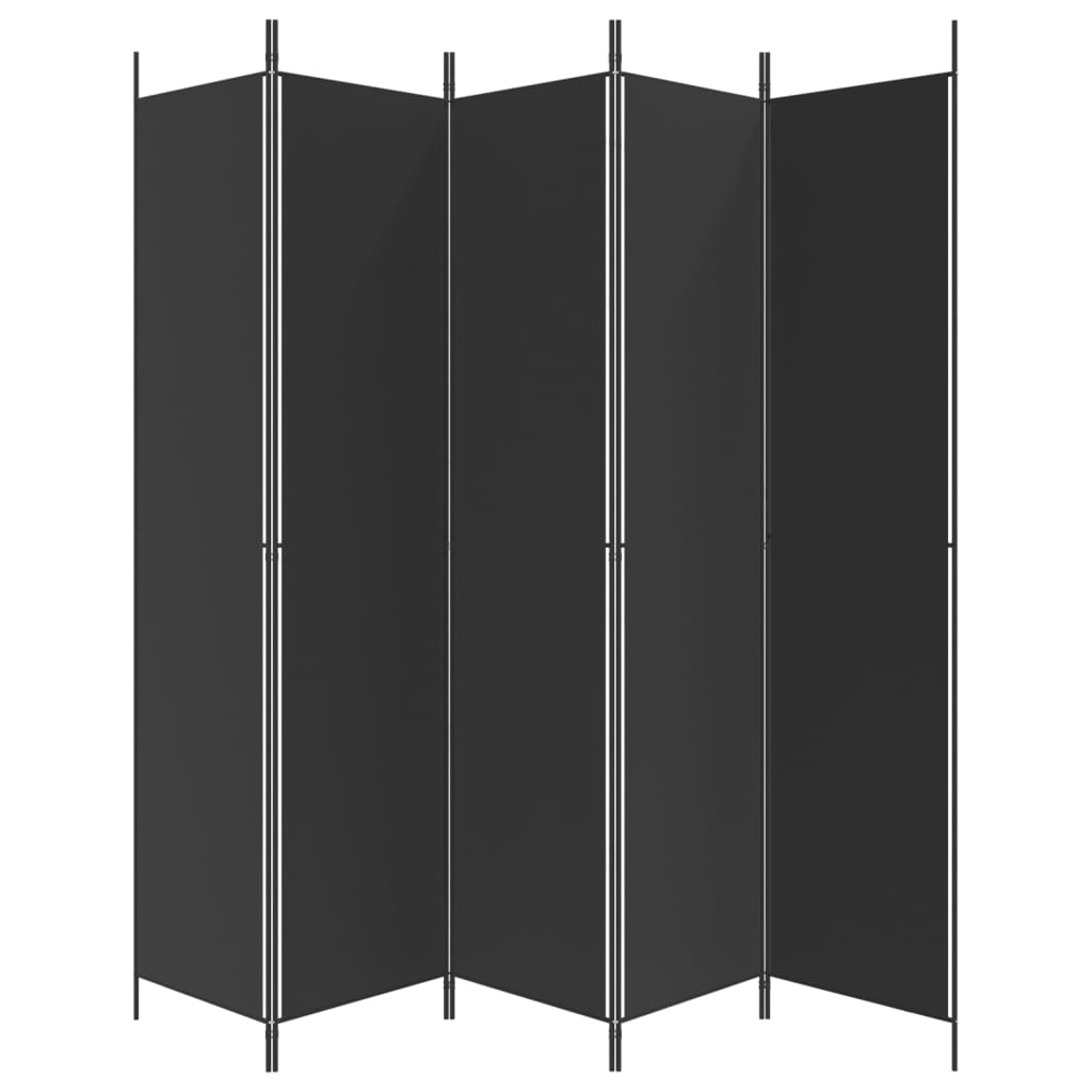 vidaXL مقسم غرفة 5-ألواح أسود 250×220 سم قماش